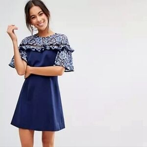 Floral Ruffle Navy Mini Dress by Keep Sake